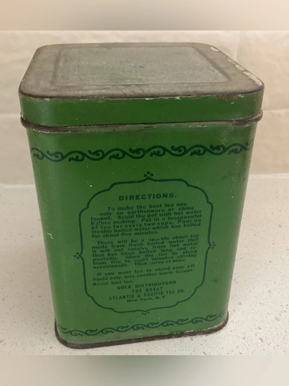 Antique “Grandmother’s Green Japan Tea” 1920s-1940s lithographed vibrant green